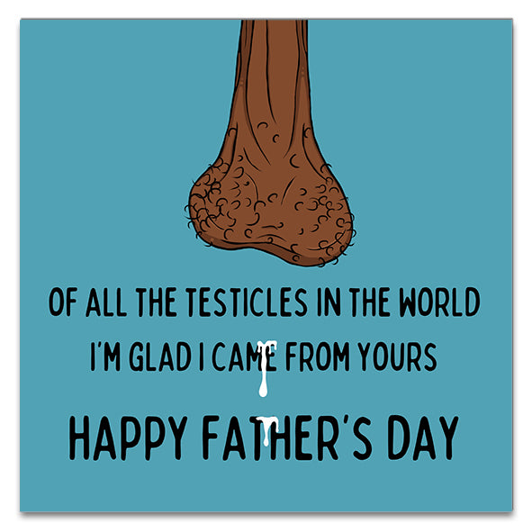 Of All Of The Testicle In The World, I'm Glad I Came From Yours... Greetings Card